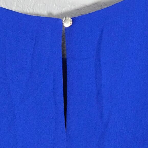 Vince Camuto Sleeveless Crepe Highlow Top Blue Women's Luxe Pleated Back Blouse - Picture 7 of 9